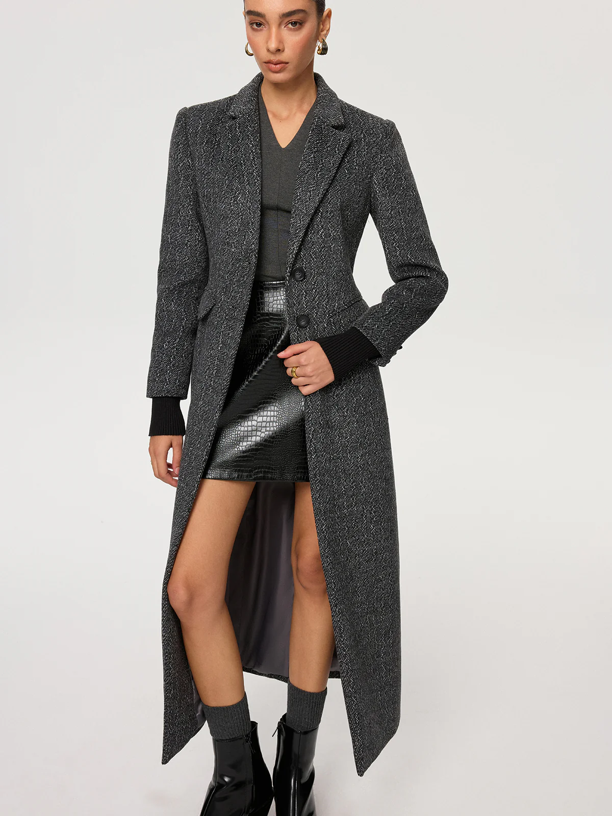 Flecked Wool-blend Coat