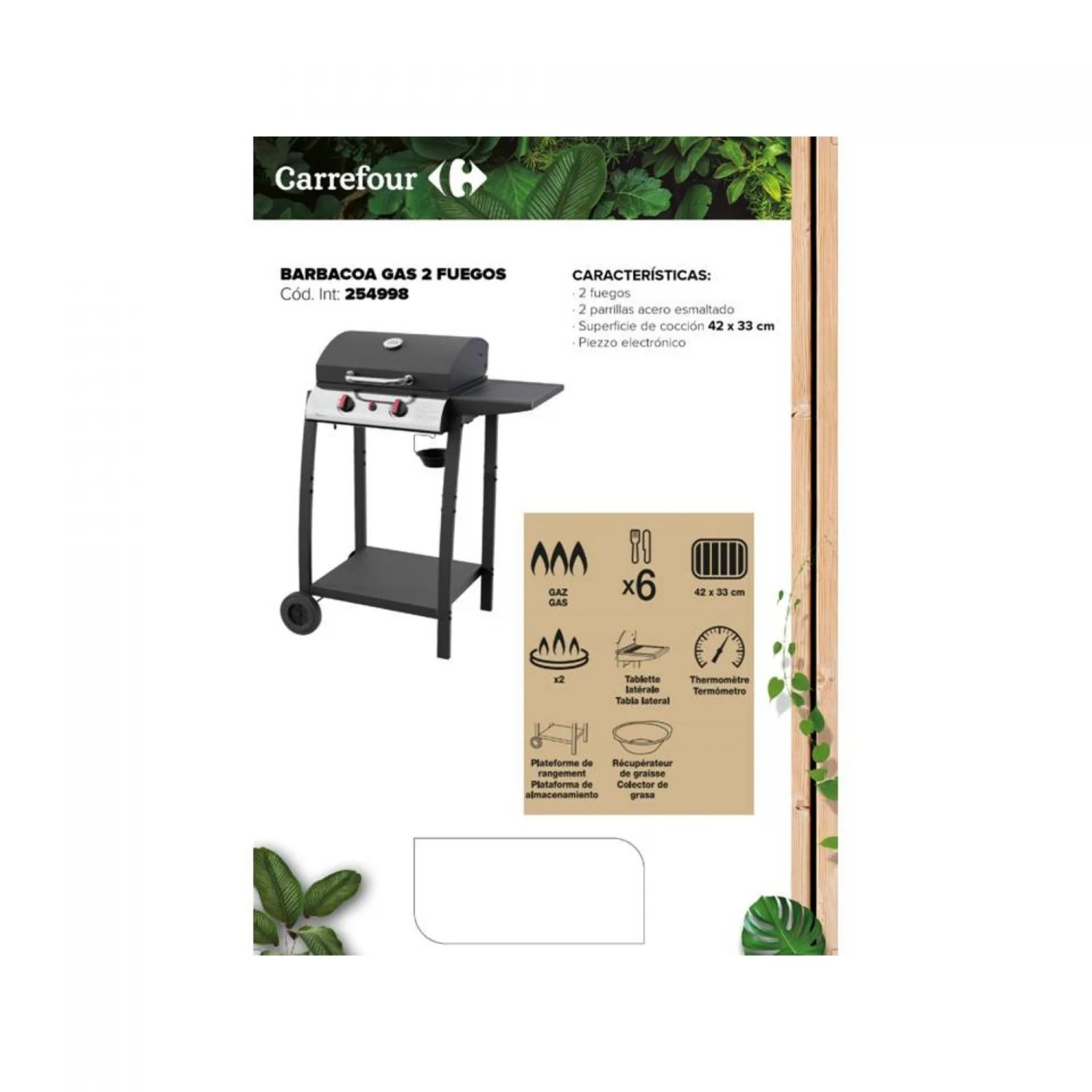 Barbacoa de gas con 2 fuegos, Denver