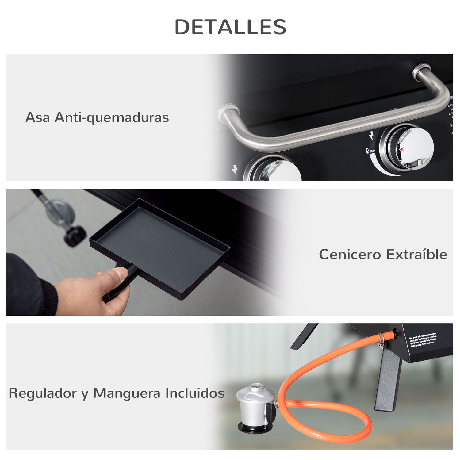 Barbacoa De Mesa A Gas De Acero A Carbono 55x46,5x41cm-outsunny.negro