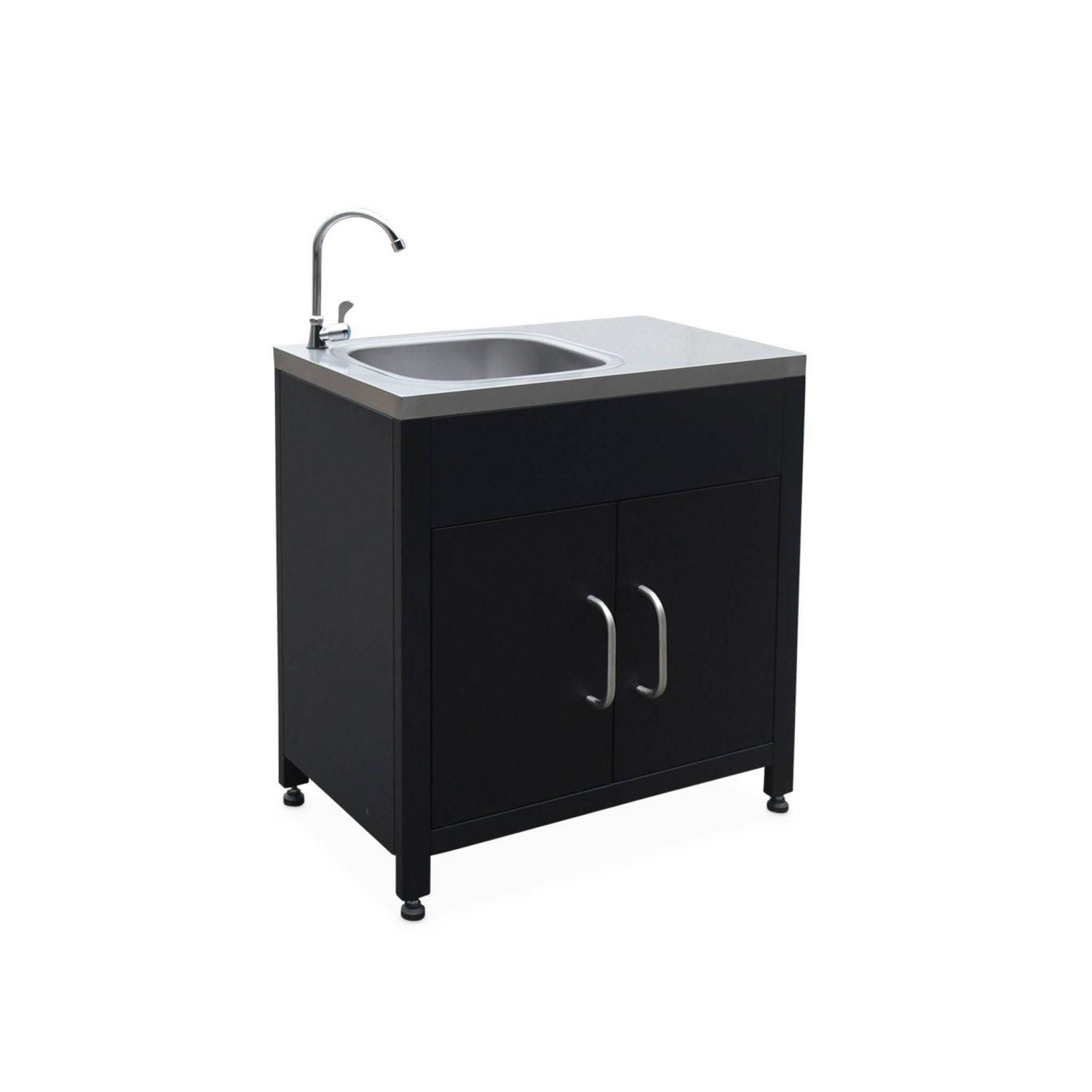 Cocina Exterior De Acero Con Fregadero De 80cm, Negro