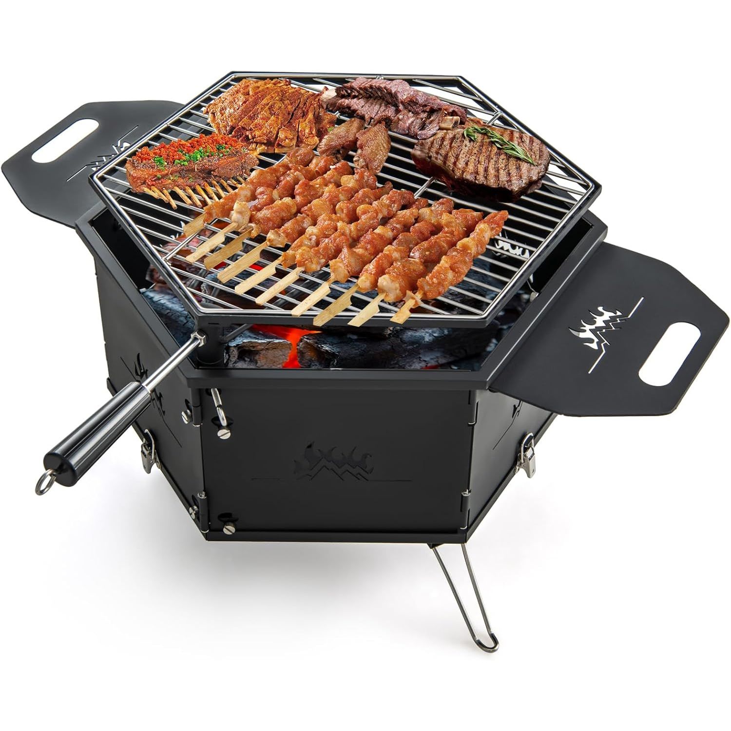 Barbacoa Carbon Grande Barbacoas De Carbon Y Leña Con Cuerpo Y Patas Plegables Costway 77 X 74 X 38 Cm