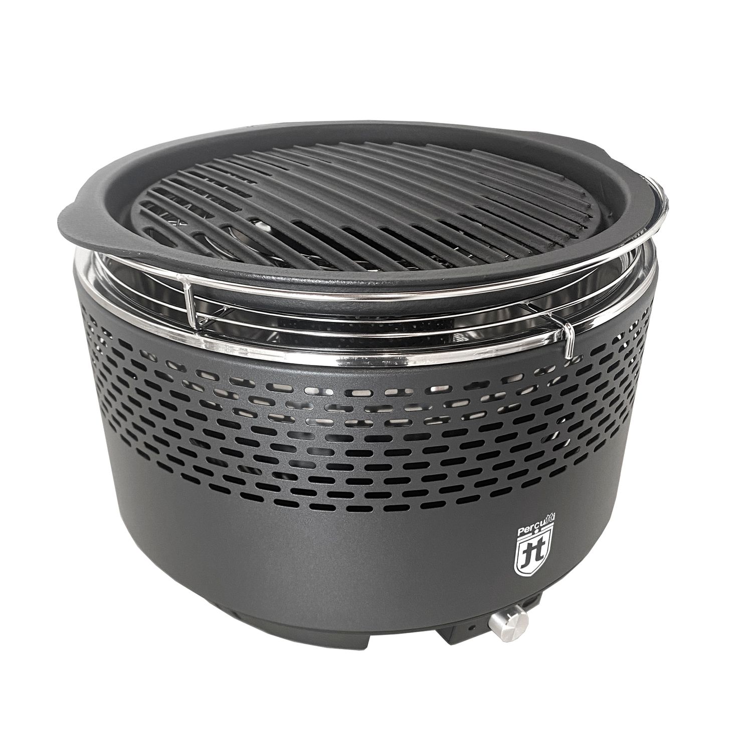 Barbacoa Portátil Sin Humo Percutti | Ventilador Usb | Parrilla De Carbón Con Bolsa De Transporte | Cocción Rápida Y Limpia | Ideal Para Balcón, Camping, Jardín O Terraza