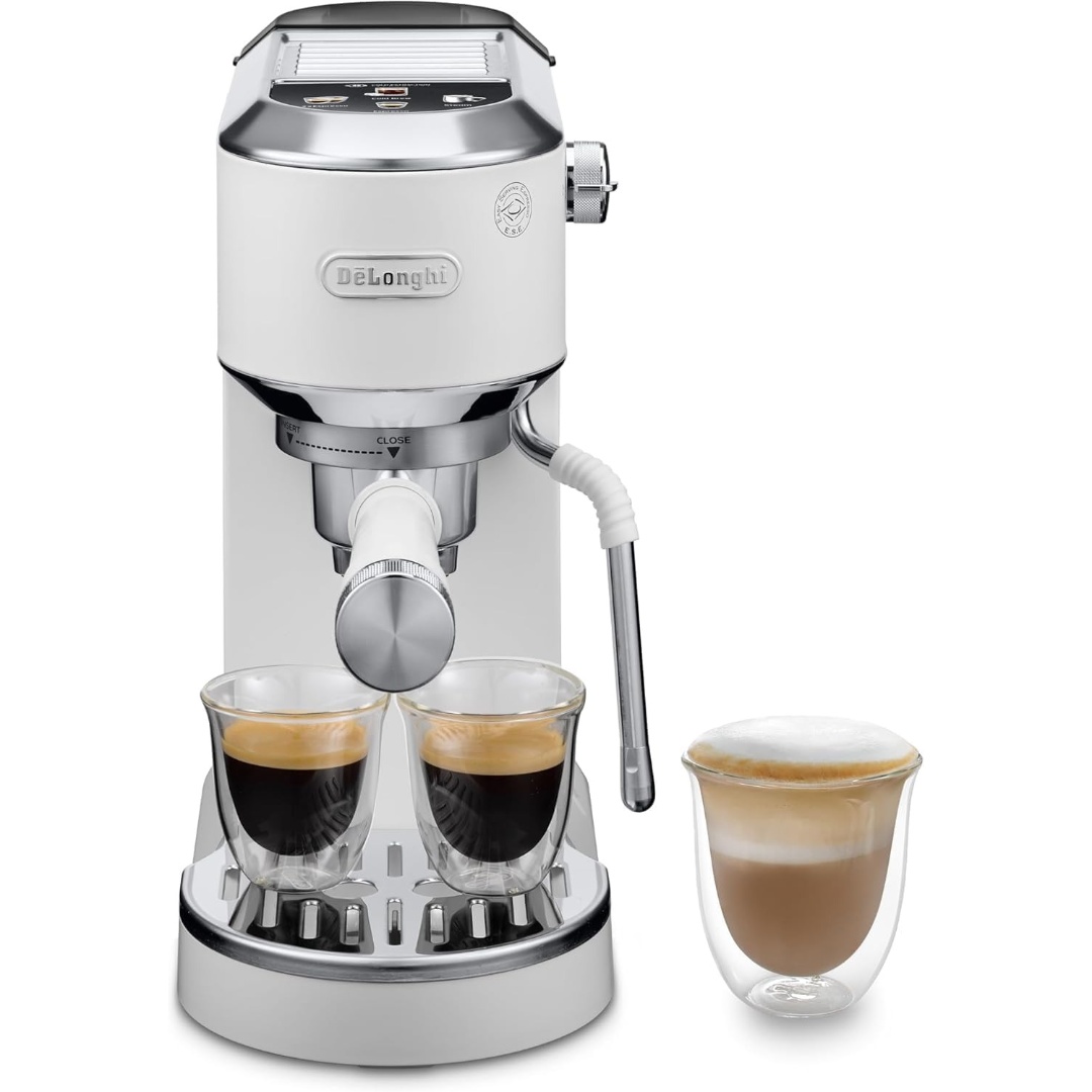 De'Longhi Dedica – Cafetera de Bomba de Acero Inoxidable para Café Molido o Monodosis, Espresso y Capuchino, Depósito de 1.3 Litros, Sistema Antigoteo, Modelo EC685.M, Color Metal