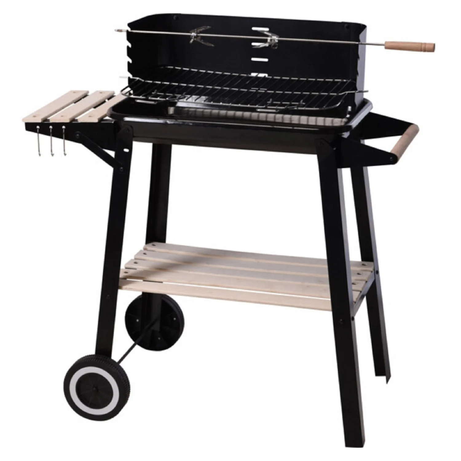 Barbacoa Carro Rectangular Negra 83x45,5x86,5 cm
