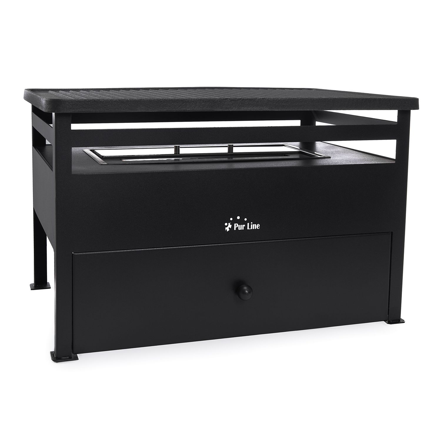 Barbacoa De Etanol 1.5l Acero Rojo Y Plancha Rectangular De Hierro