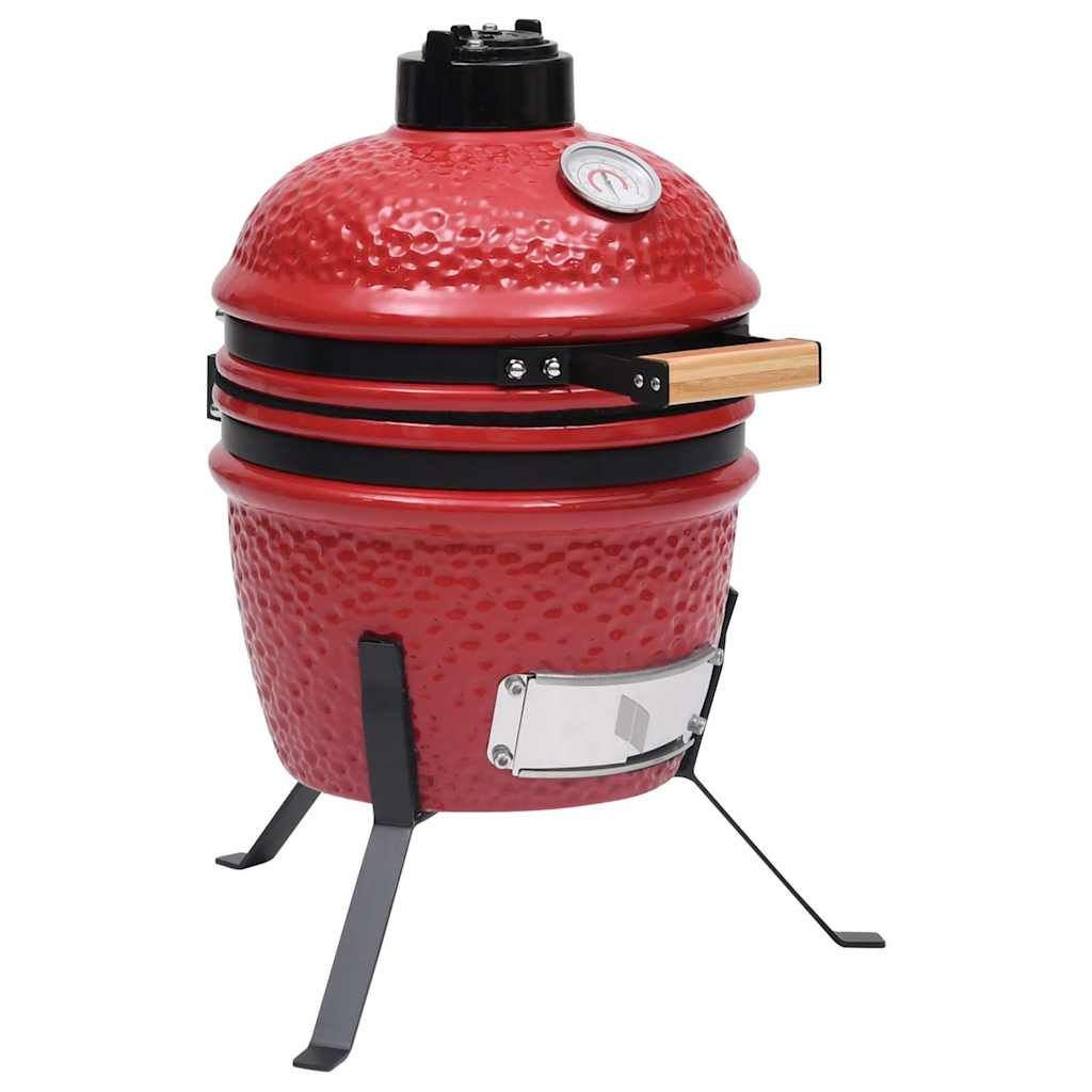 2 En 1 Barbacoa Ahumadora Kamado De Cerámica Rojo 56 Cm Vidaxl