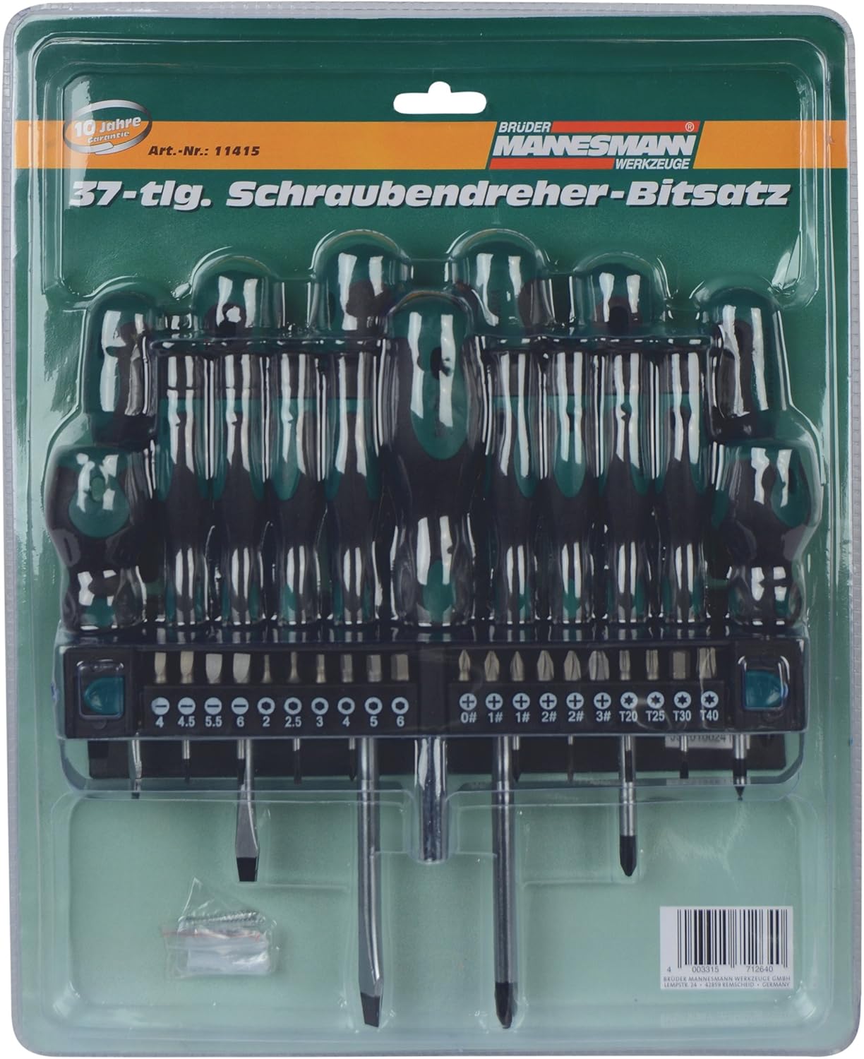 Mannesmann M98430 - Maletín con llaves de vaso y otras herramientas (215 piezas, tamaño: 12x36x51 cm), Color Verde Mannesmann