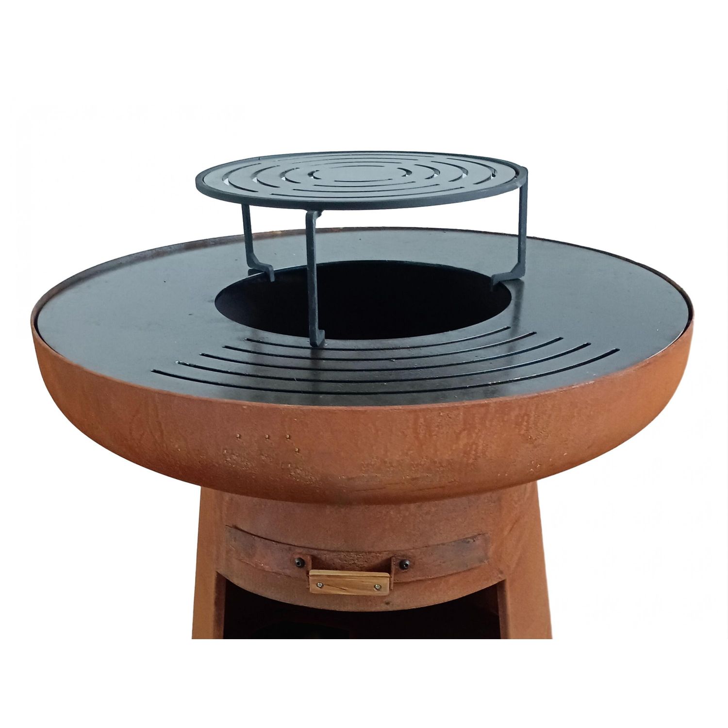 Barbacoa Redonda Con Plancha De Acero Redonda Y Grill