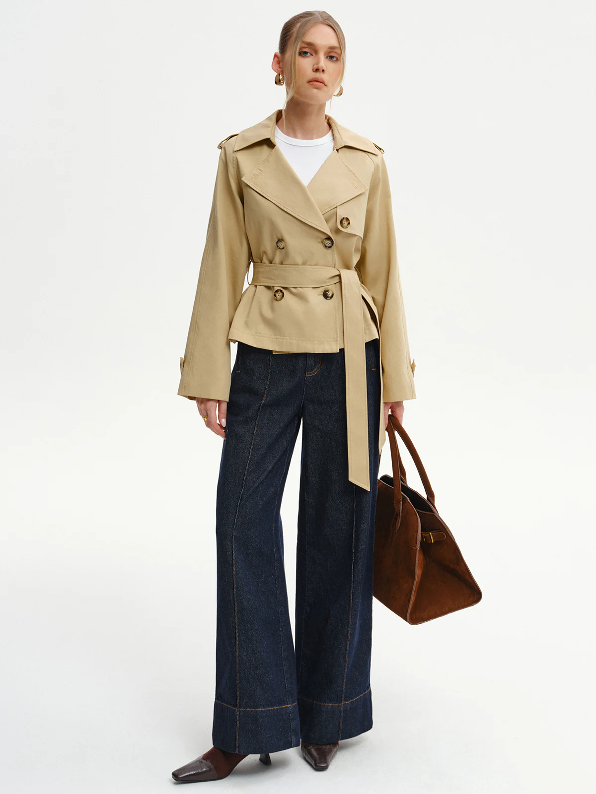 Double-Breasted Belted Trench Coat
