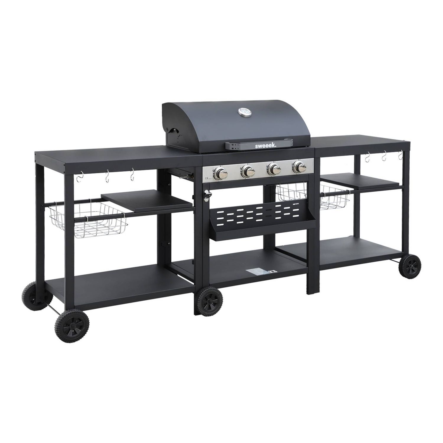 Barbacoa 4 Quemadores, Cocina Exterior, Negro