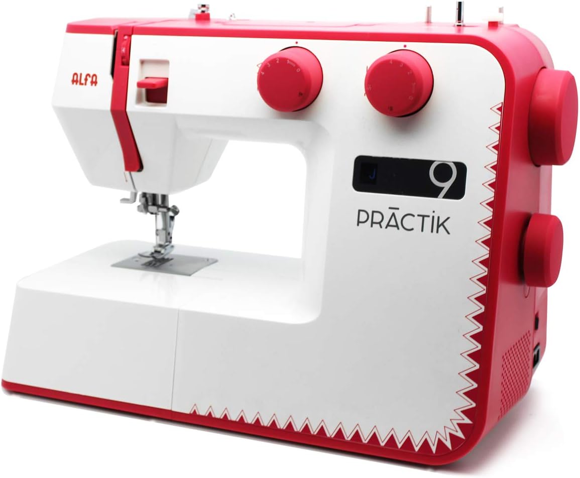 Alfa Máquina de Coser Practik 9, 34 Puntadas, Luz LED, Chasis metálico
