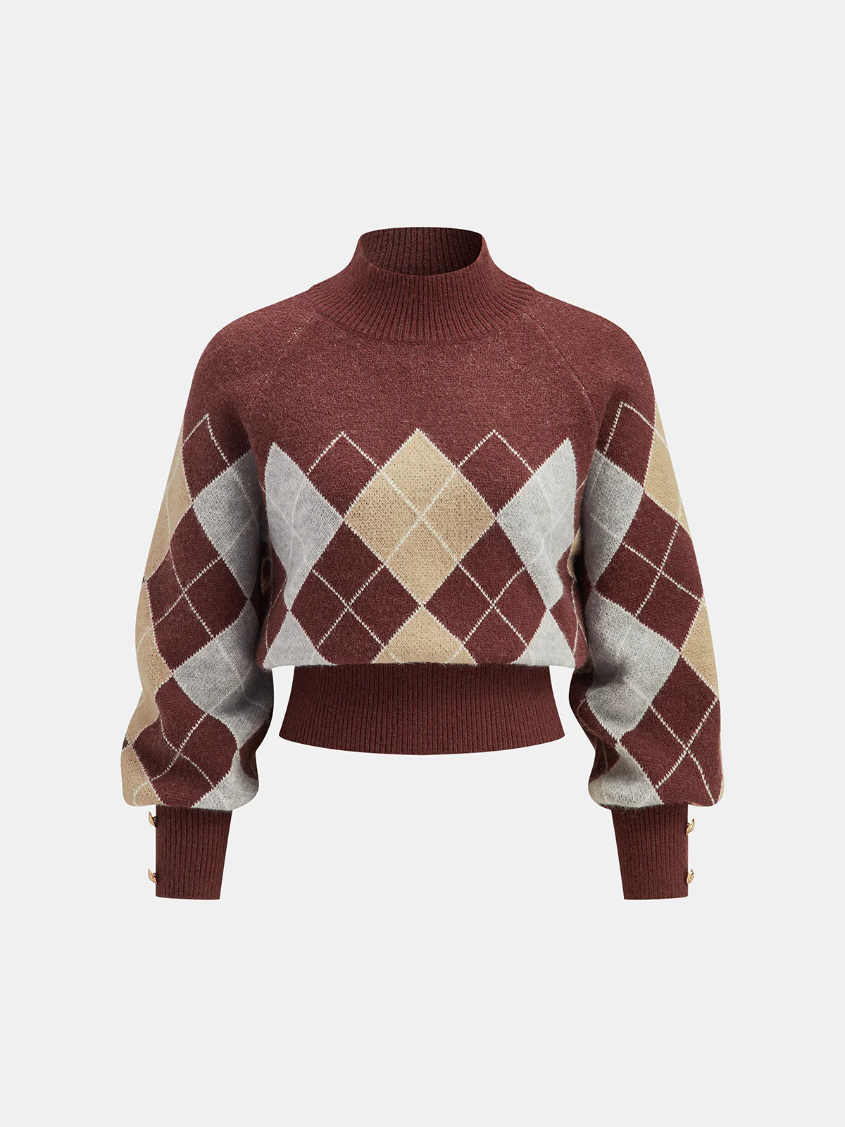 Mock Neck Argyle Sweater