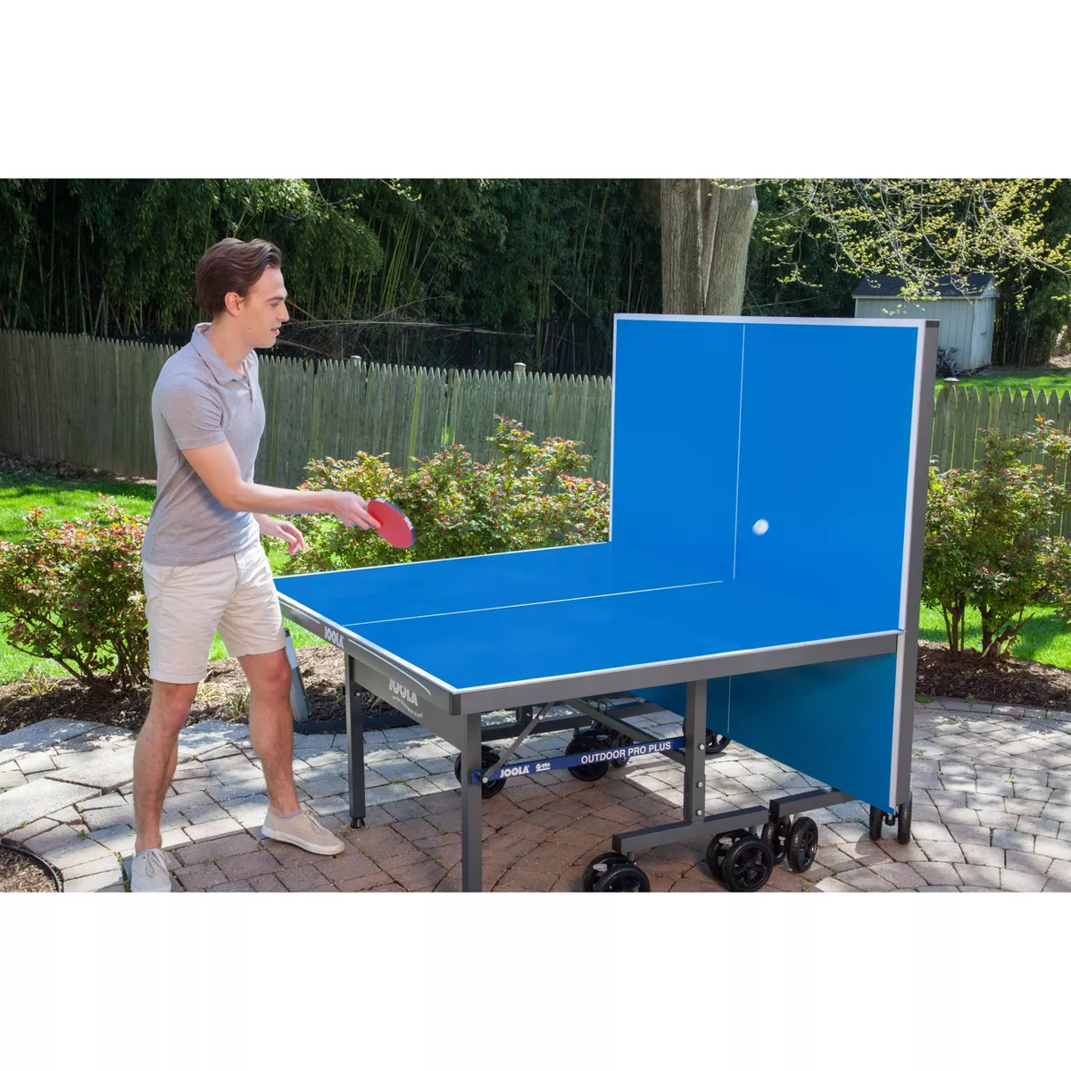 Mesa de Ping-Pong Exterior JOOLA Nova Pro Plus con Red Impermeable, 9x5 pies, Plegable, Superficie de Aluminio