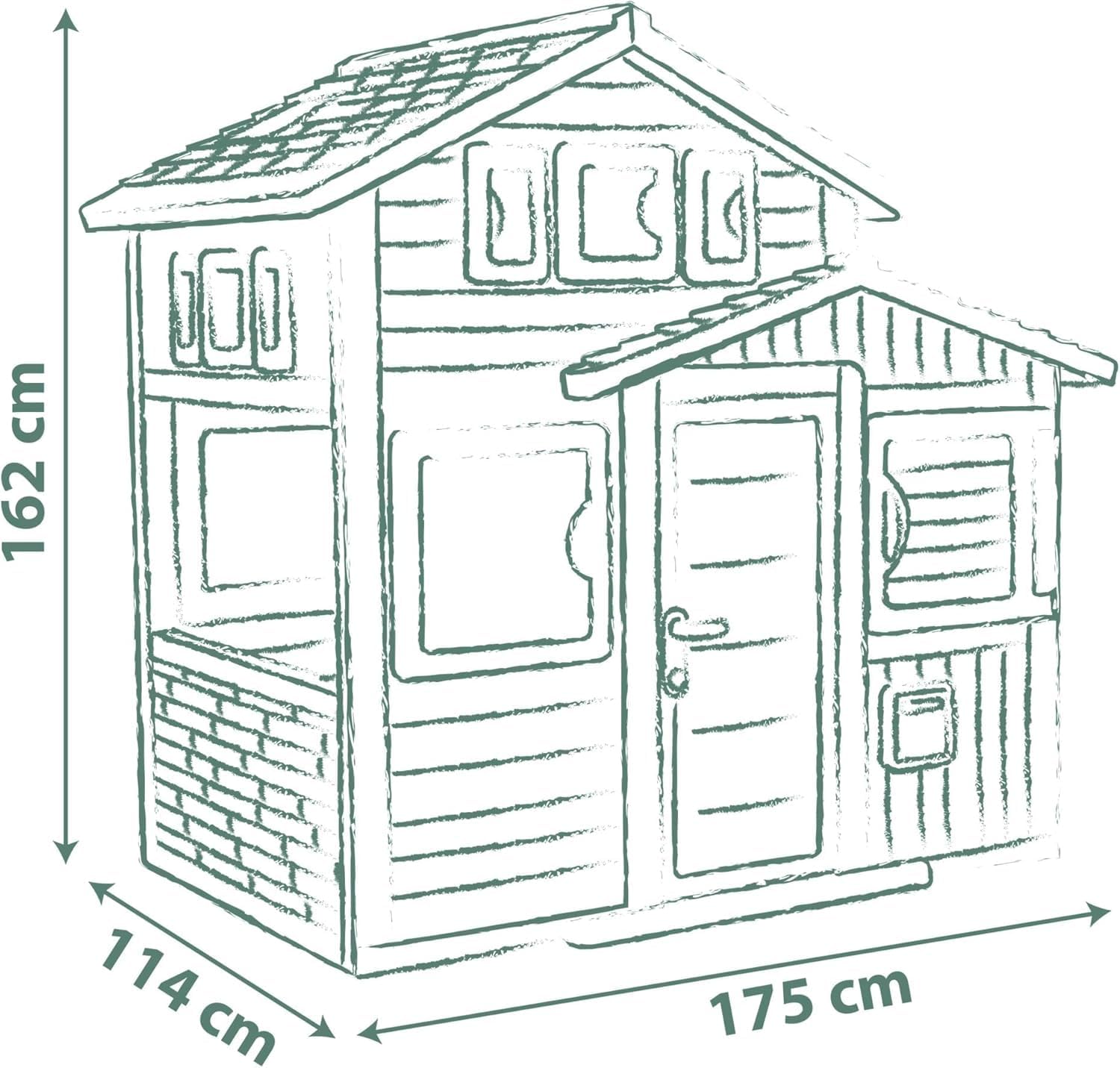 Smoby Life - Casa de Juegos Friends House EVO con 2 Puertas, 6 Ventanas y Mesa de Picnic Extraíble – Fabricada en Material Reciclado, Protección UV, para Niños a Partir de 3 Años (7600810208)