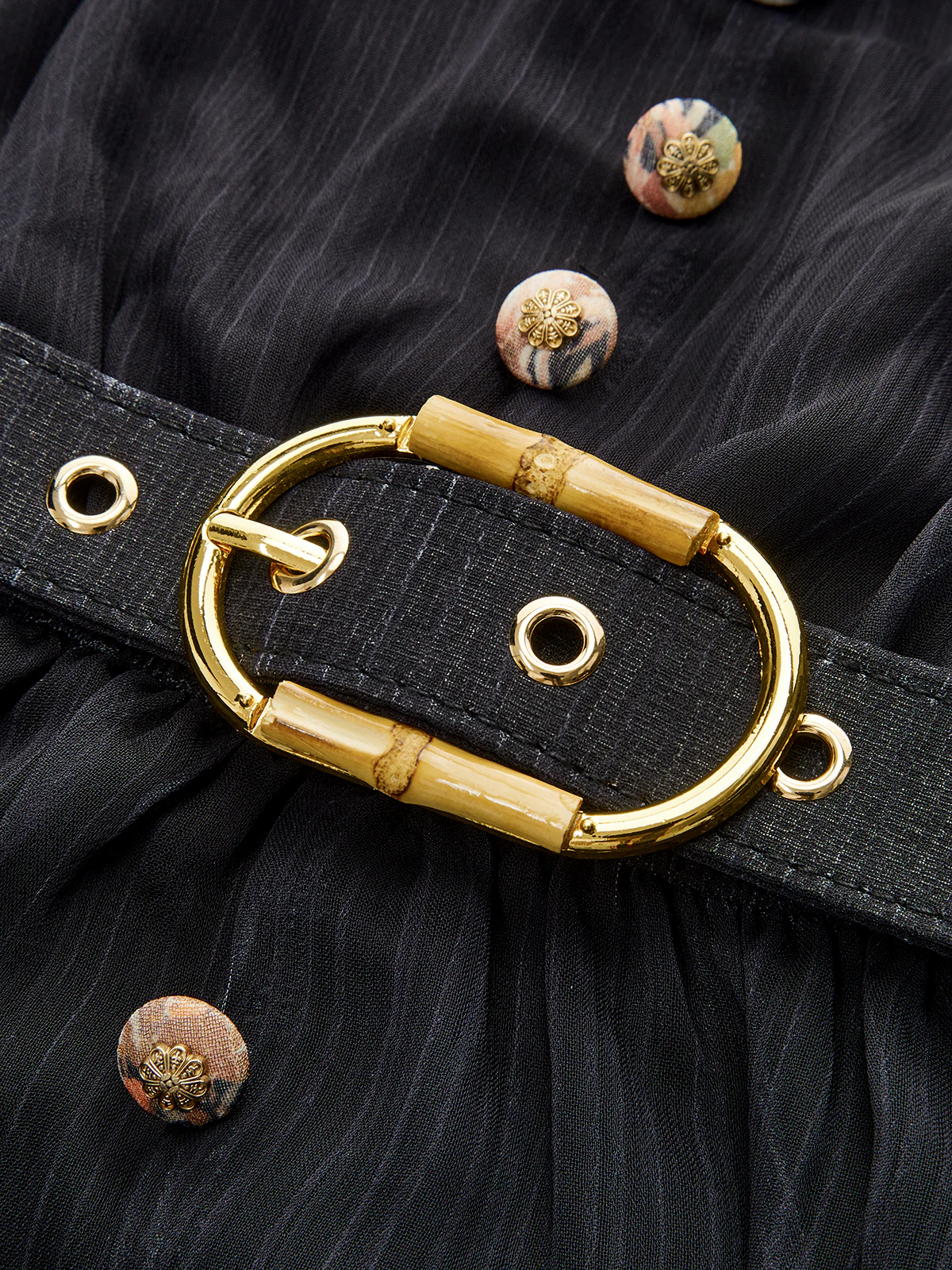 Semi-Sheer Chiffon Floral Print Belted Dress