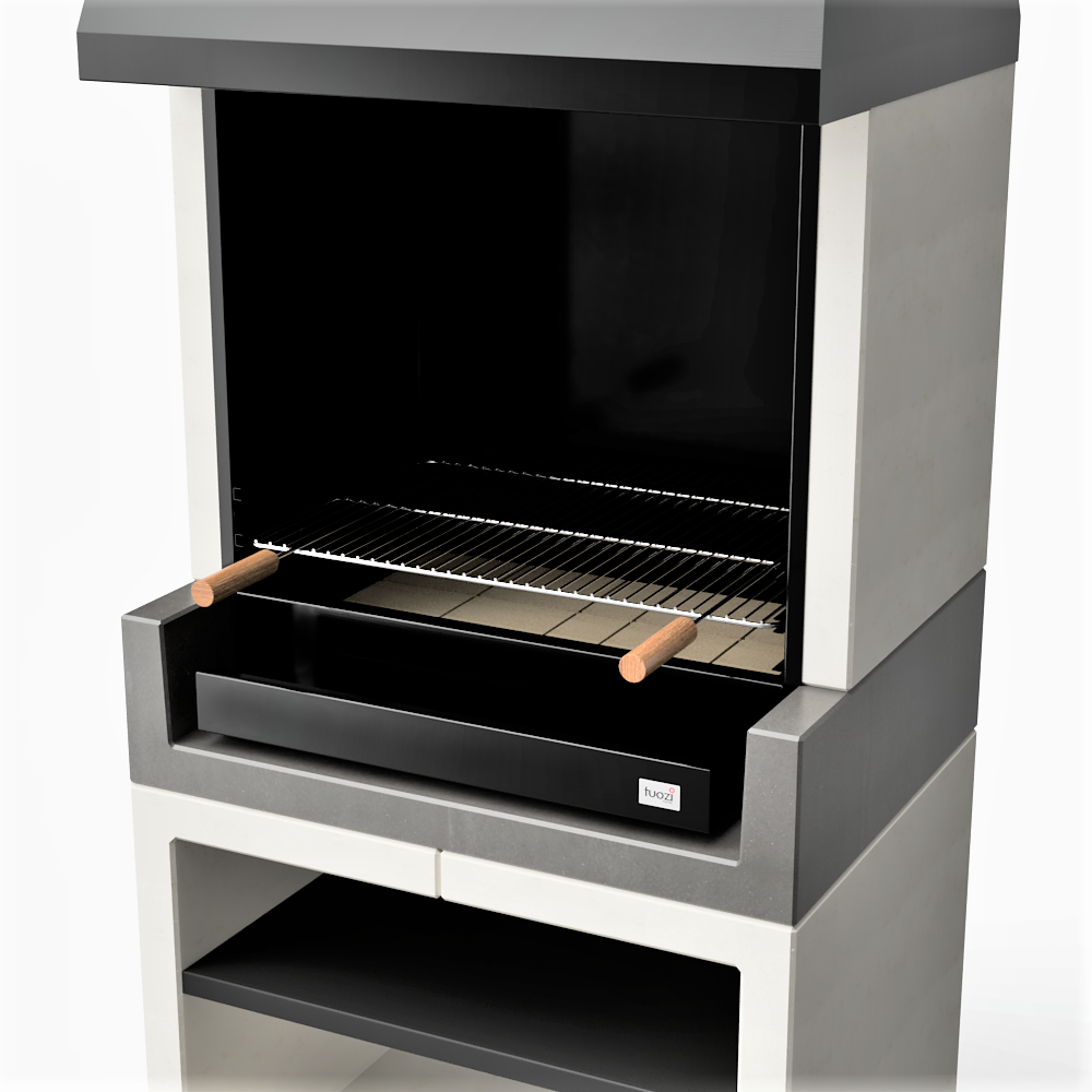 Tuozi - Barbacoa De Obra Para Leña Y Carbón Modelo Kitaway Otte (gris/blanco - 84 X 63 X 206 Cm) Ref: T00170