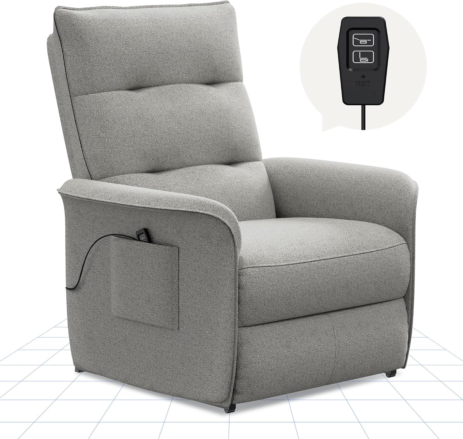 FLEXISPOT Sillón de Relax Eléctrico con Respaldo Ajustable, Reclinable de 105° a 155°, Sillon Reclinable, Sofá Relax Ergonómico Sillón para Dormitorio, Salón y Cine en casa (Gris Oscuro)
