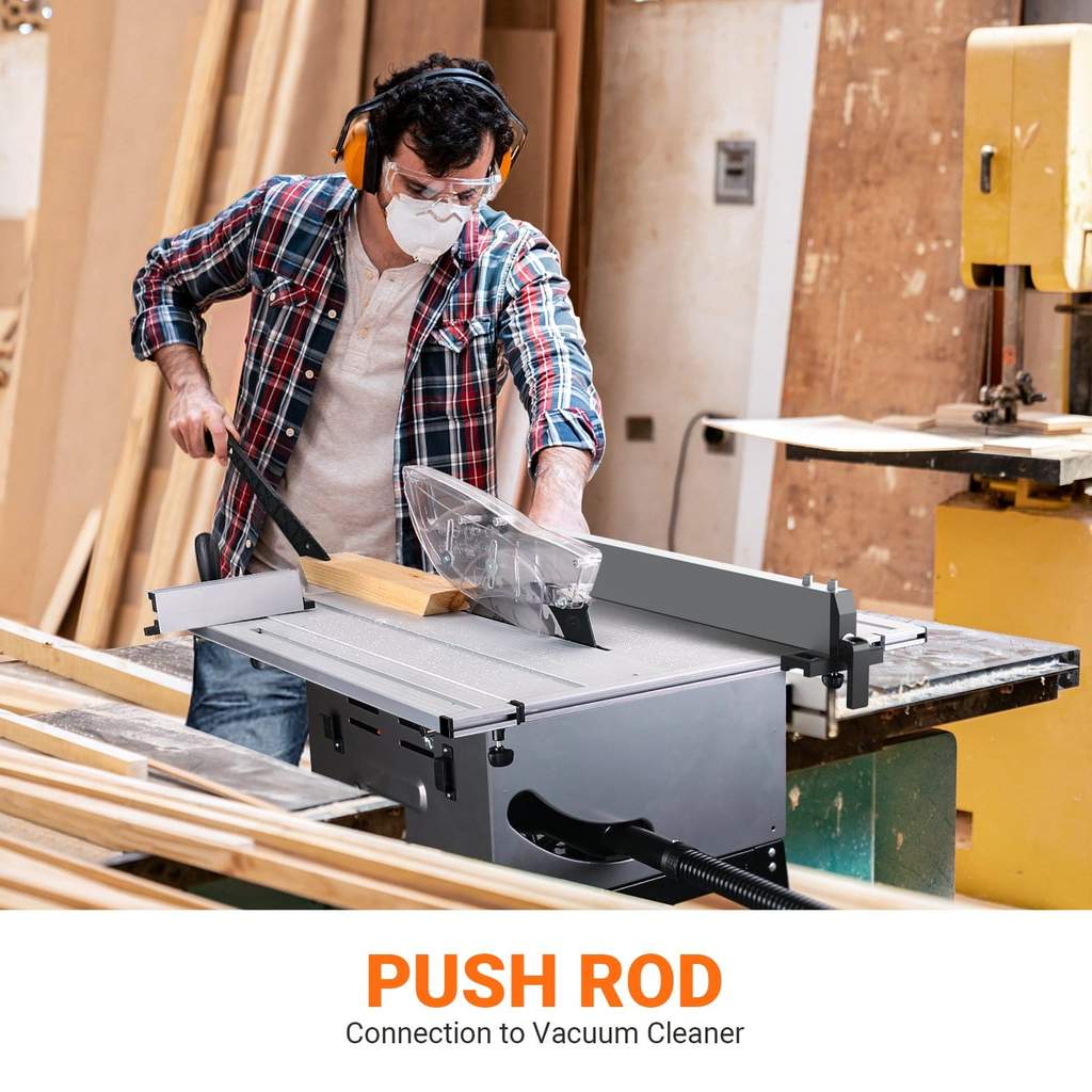 2025 Sierra de mesa TACKLIFE de 10 pulgadas, motor de 15 amperios, hoja de 24 dientes, 4800 RPM, corte en bisel de 45°, modelo MTS01A