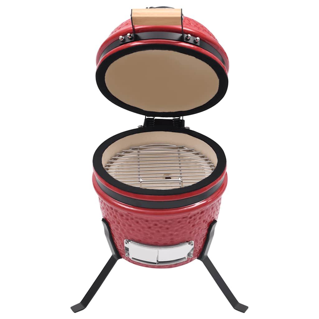 2 En 1 Barbacoa Ahumadora Kamado De Cerámica Rojo 56 Cm Vidaxl