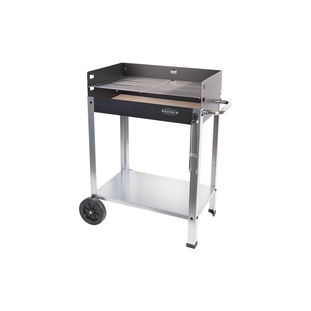 Cofan Barbacoa De Carbón Con Ruedas | Parrilla Ajustable | Con Ladrillo Refractario Y Asa Lateral | Fácil Transporte | Gran Superficie De Asado | Medidas: 56,7 X 36 X 83 Cm