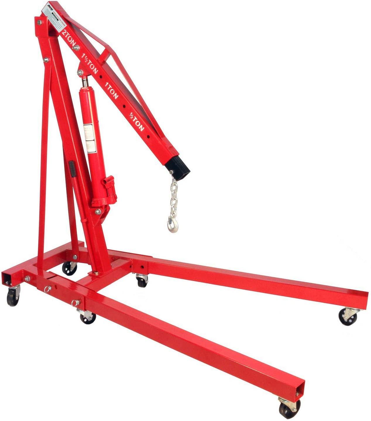 2025 Elevador Hidráulico de Motor de 2 Toneladas Plegable Dragway Tools Cherry Picker Grúa de Taller con 6 Ruedas Giratorias Completamente