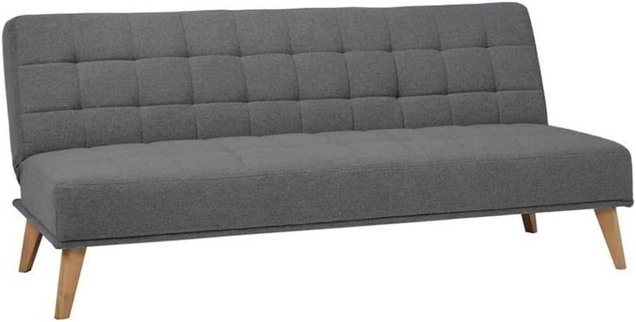 SHIITO | Modelo Versalles - Sofá Cama con Apertura Clic-Clac | Donde la Elegancia y el Confort se encuentran | Diseño Capitoné en Color Gris | 189.5 x 88 x 89 cm