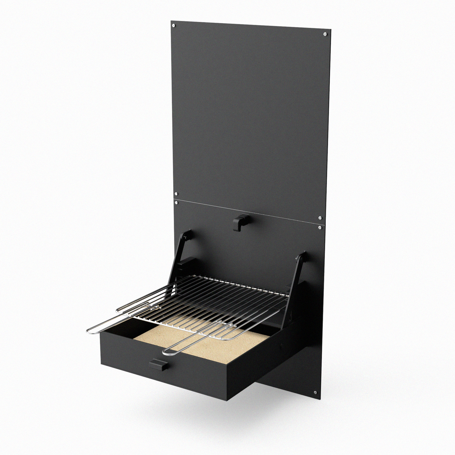 Tuozi - Barbacoa De Obra Para Leña Y Carbón Modelo Wall Ibbq Con Placa De Protección (negro - 58,5 X 57 X 114 Cm) Ref: 4200/2