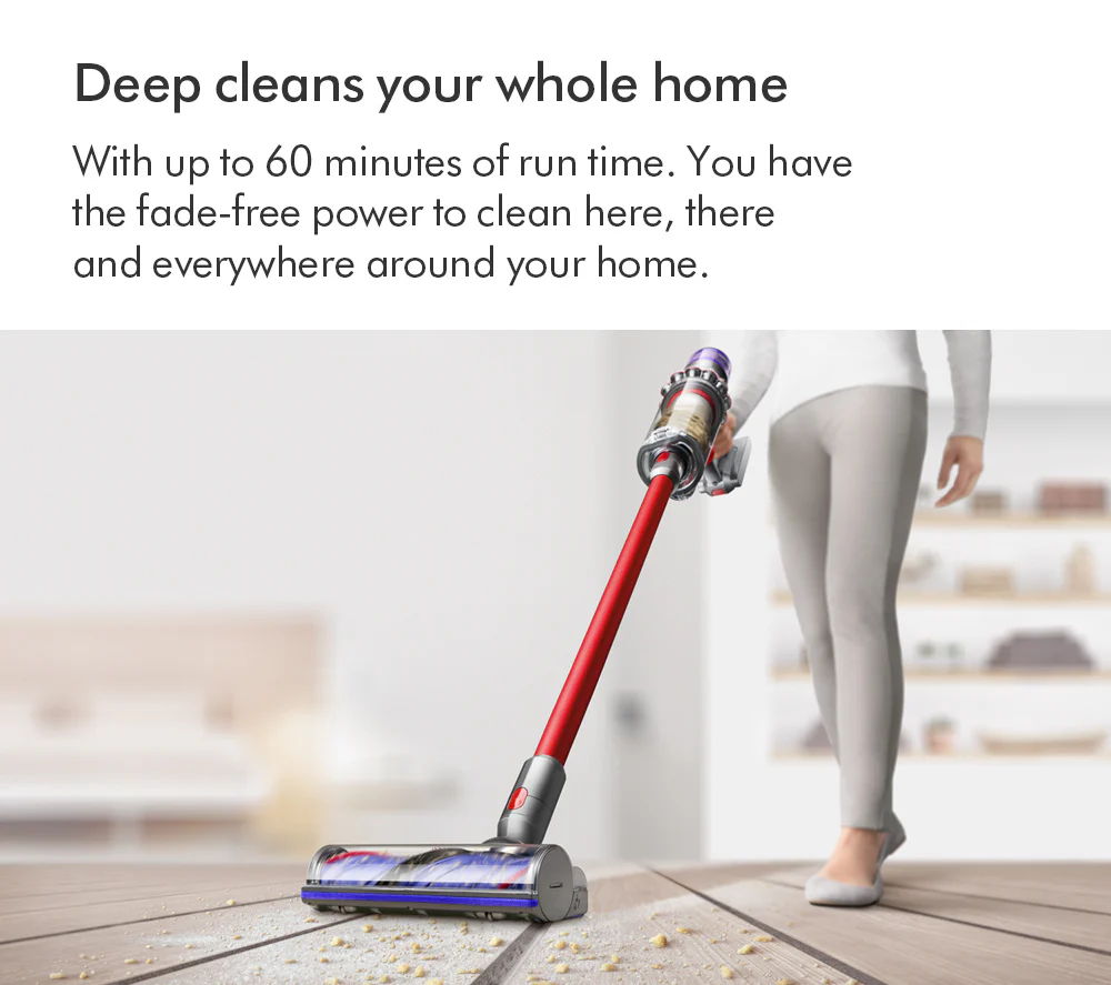 2025 Dyson V11 Extra Aspiradora Escoba Inalámbrica – Hasta 60 minutos de autonomía – Acabado Níquel y Rojo