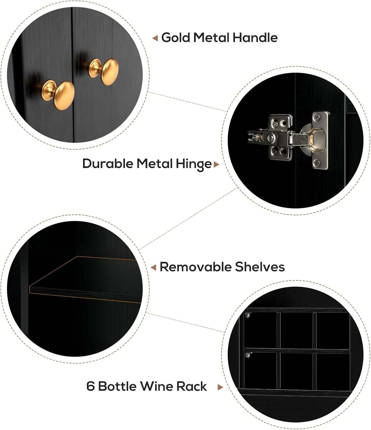 VOWNER Armario Aparador Cocina/Buffet, 100L x 38W x 181H cm, Mueble Auxiliar de Almacenaje, 5 Puertas y 5 Baldas Ajustables, Blanco