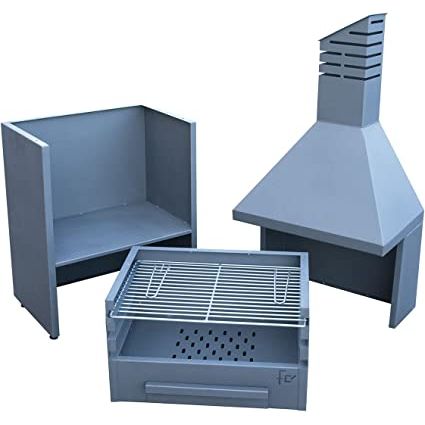 Flores Cortes - Barbacoa Jardin Para Leña Y Carbón Con Campana 800 Mm. 3 Alturas