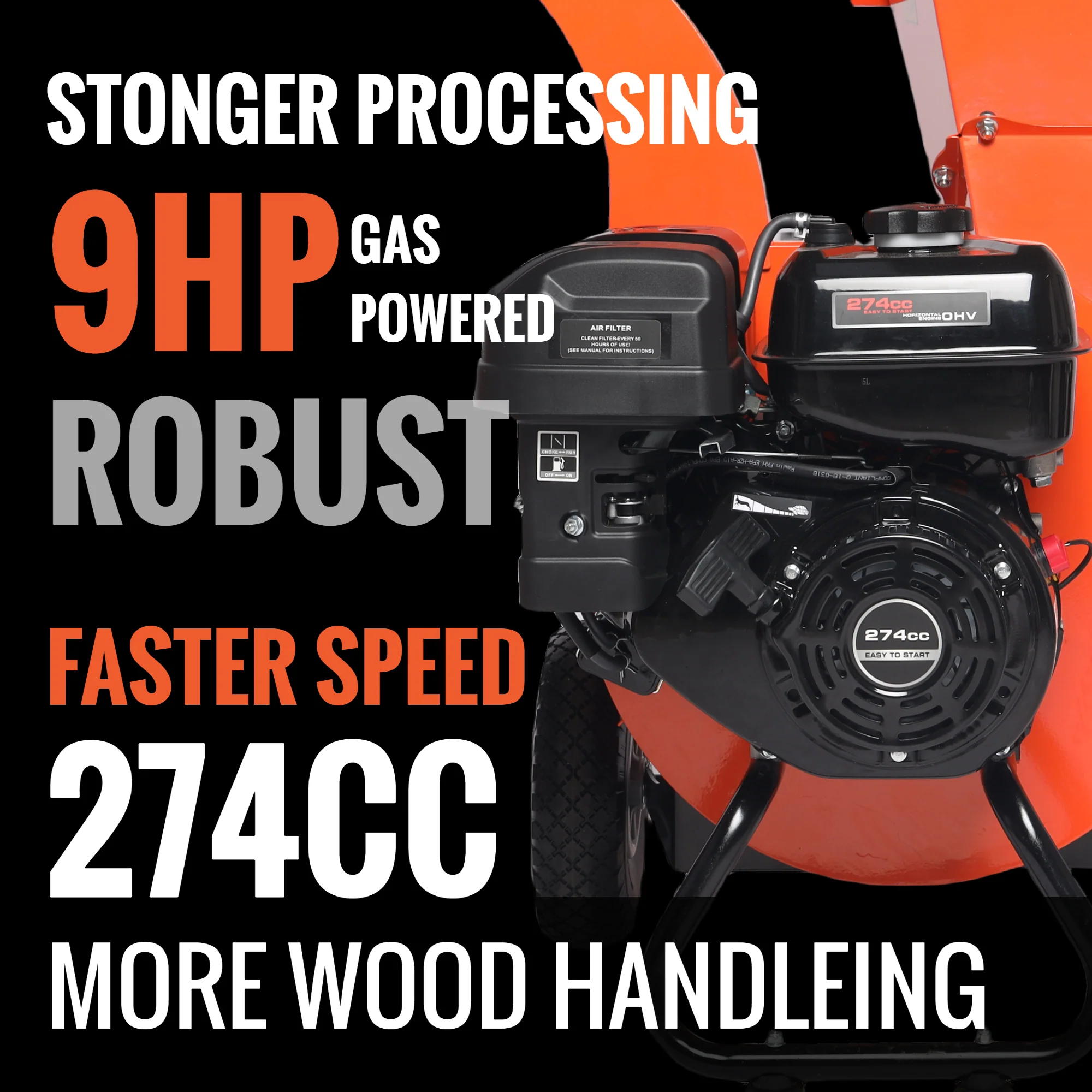 2025 Trituradora de Madera EFCUT C40 – Capacidad de 10 cm – Motor 9HP 274cc – Astilladora Térmica de Alto Rendimiento