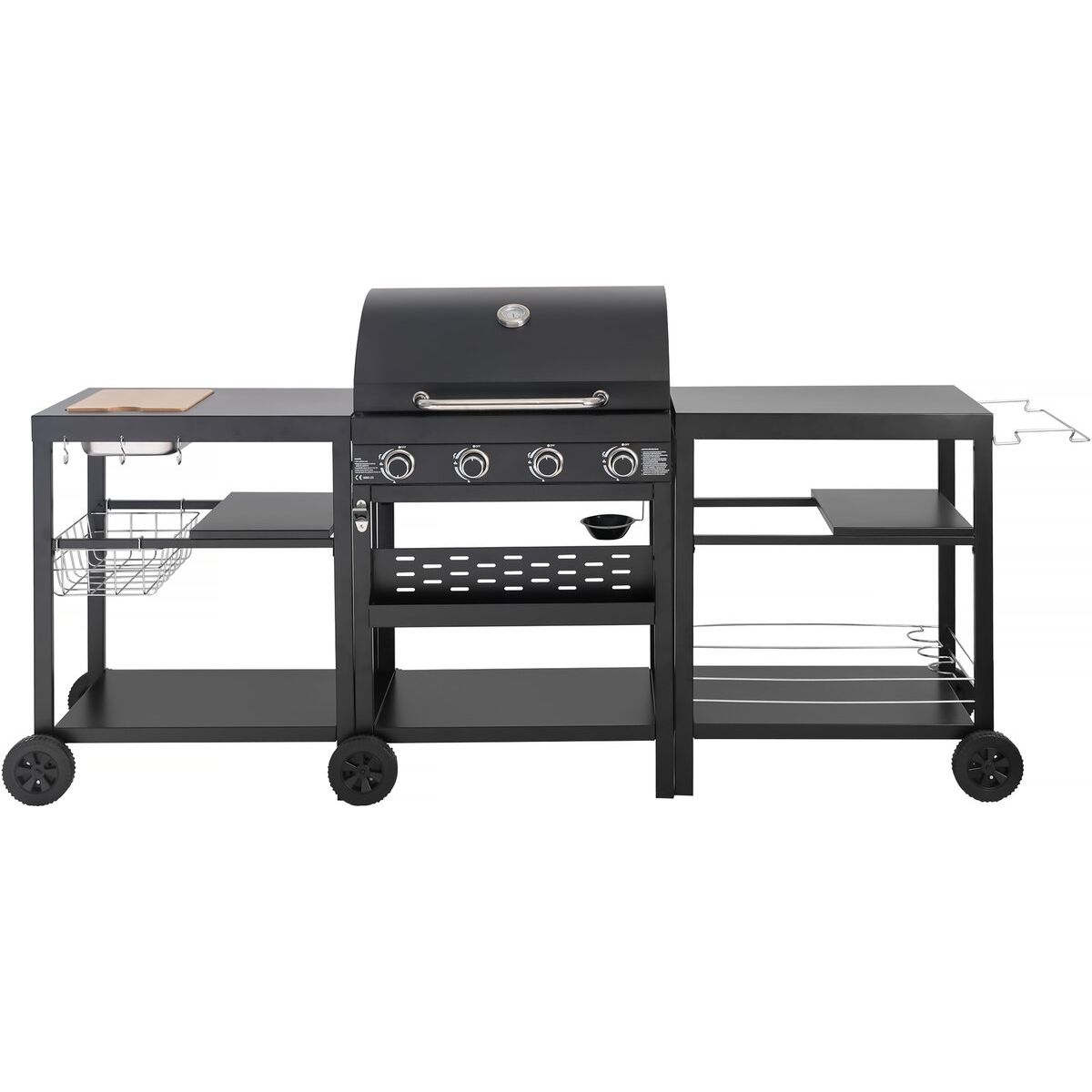 Barbacoa De Gas Para Cocina Exterior - 12 Kw - 4 Fuegos - Negro