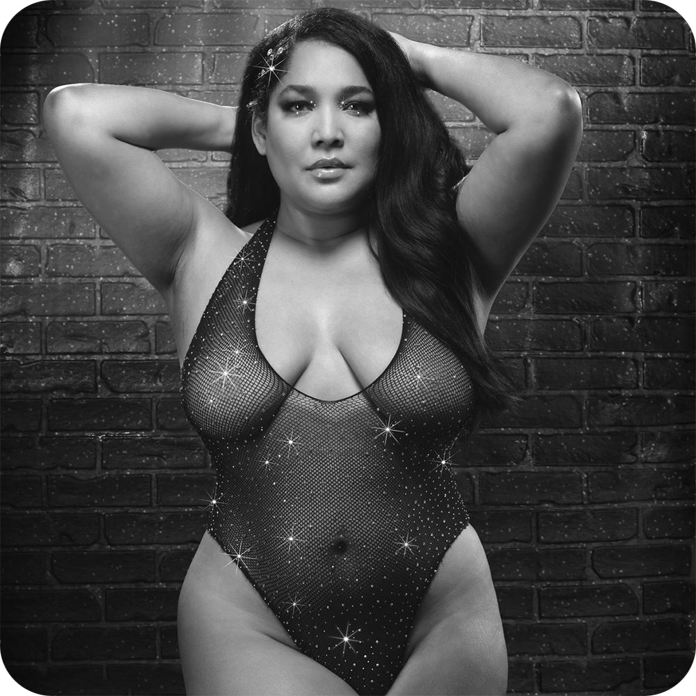 Deep V Black Body Suit XL