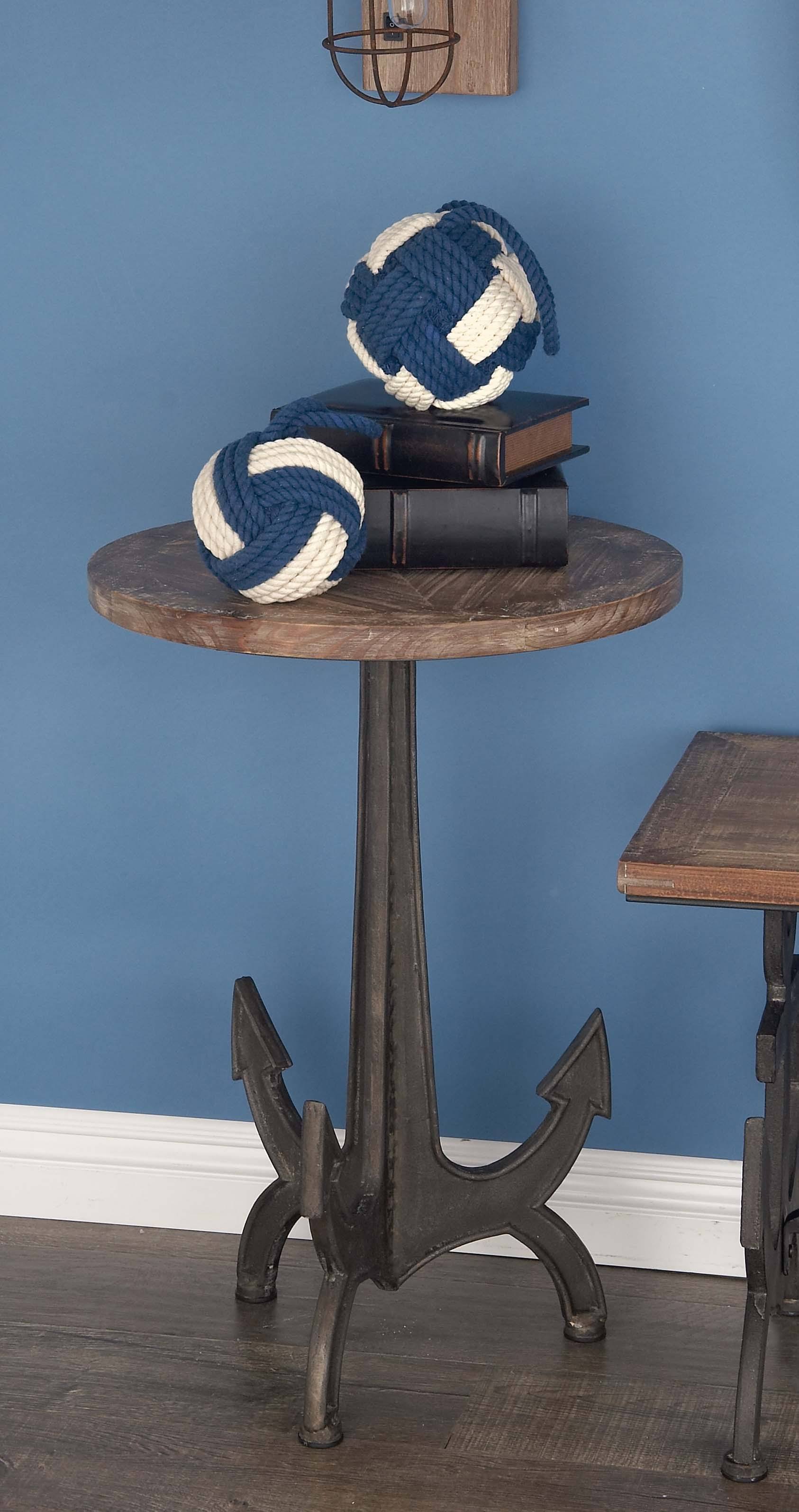 18x22/26x22 Metal and Wood Anchor Table, Brown/Black