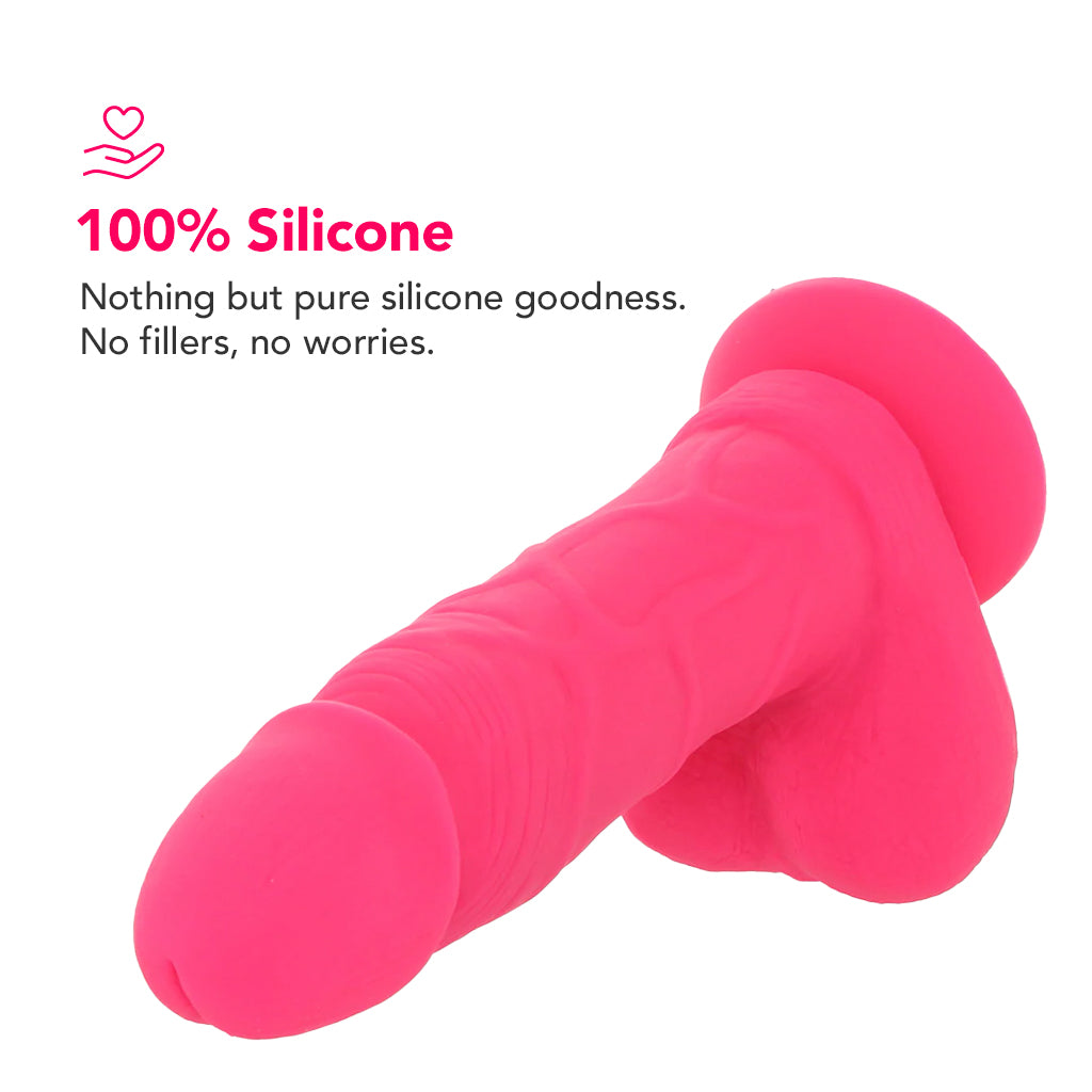 PinkCherry Premium 6 Inch Pink Silicone Ballsy Dildo