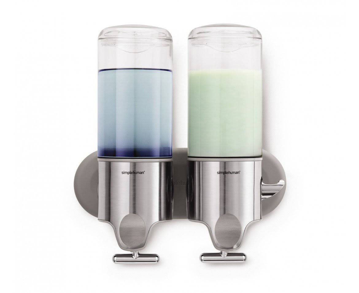 simplehuman Triple Wall Mount Shower Pump 3 x 15 fl oz Shampoo and Soap Dispensers Stainless Steel