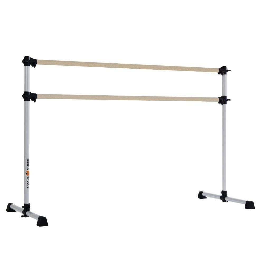Vita Vibe - Prodigy Series: Traditional Wood Double Bar Freestanding Ballet Barre USA Made (4 ft - 8 ft) Multiple Color Choices