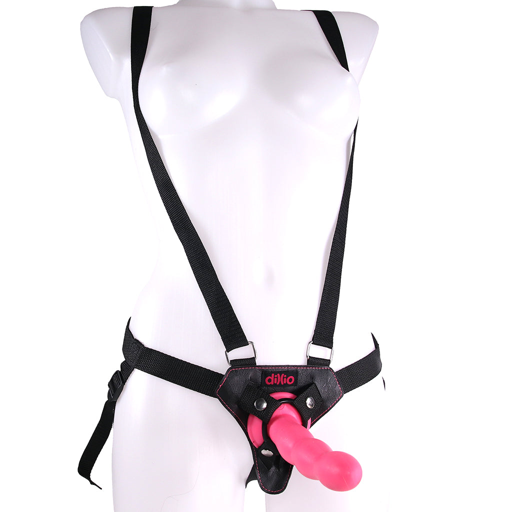 6 Inch Strap-On Suspender Harness Set in Pink