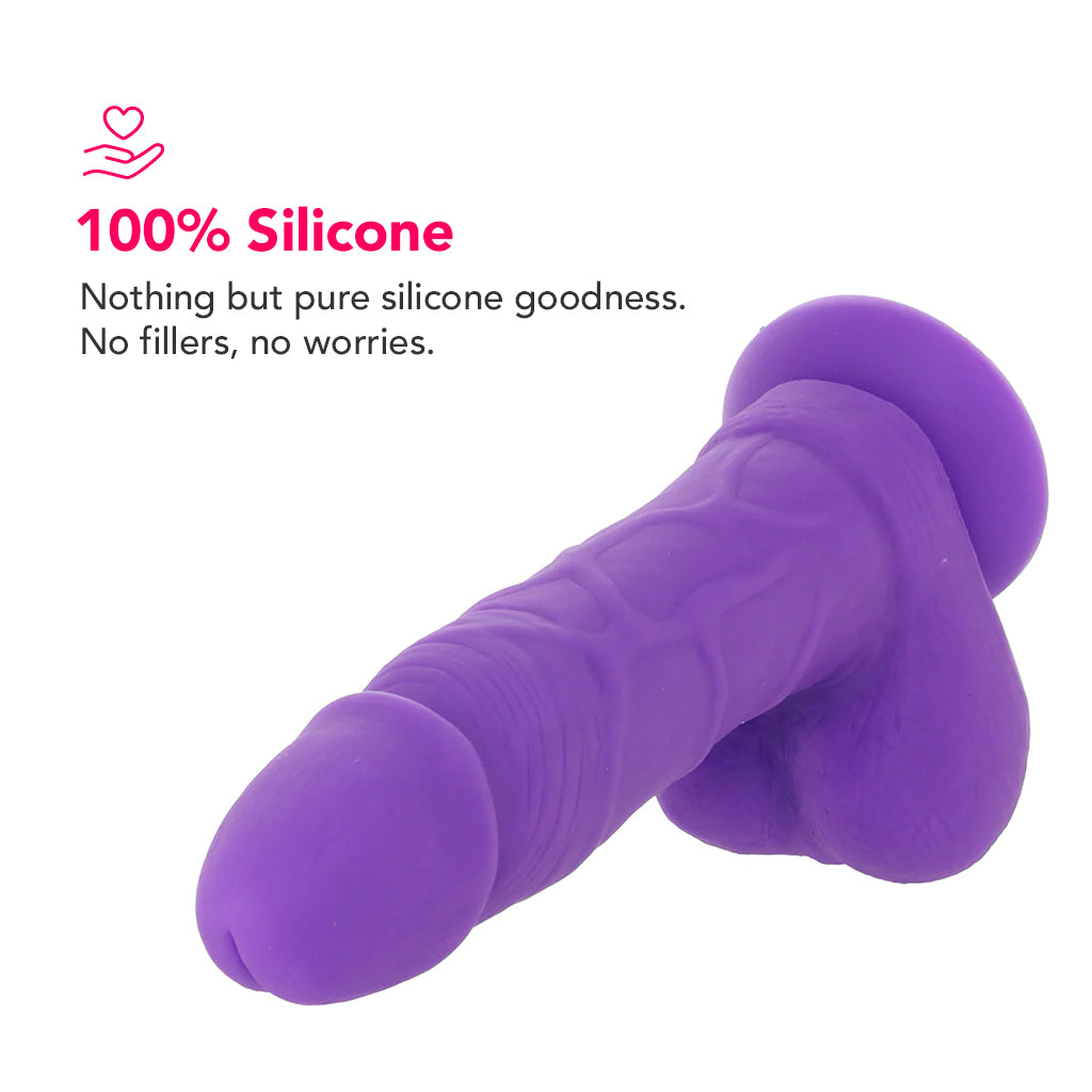 PinkCherry Premium 6 Inch Purple Silicone Ballsy Dildo