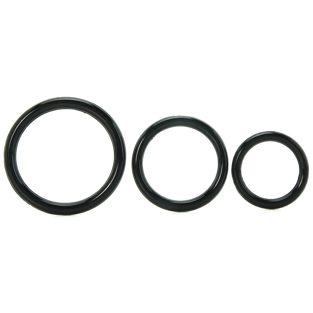 3 Ring Stamina Cock Ring Set in Black