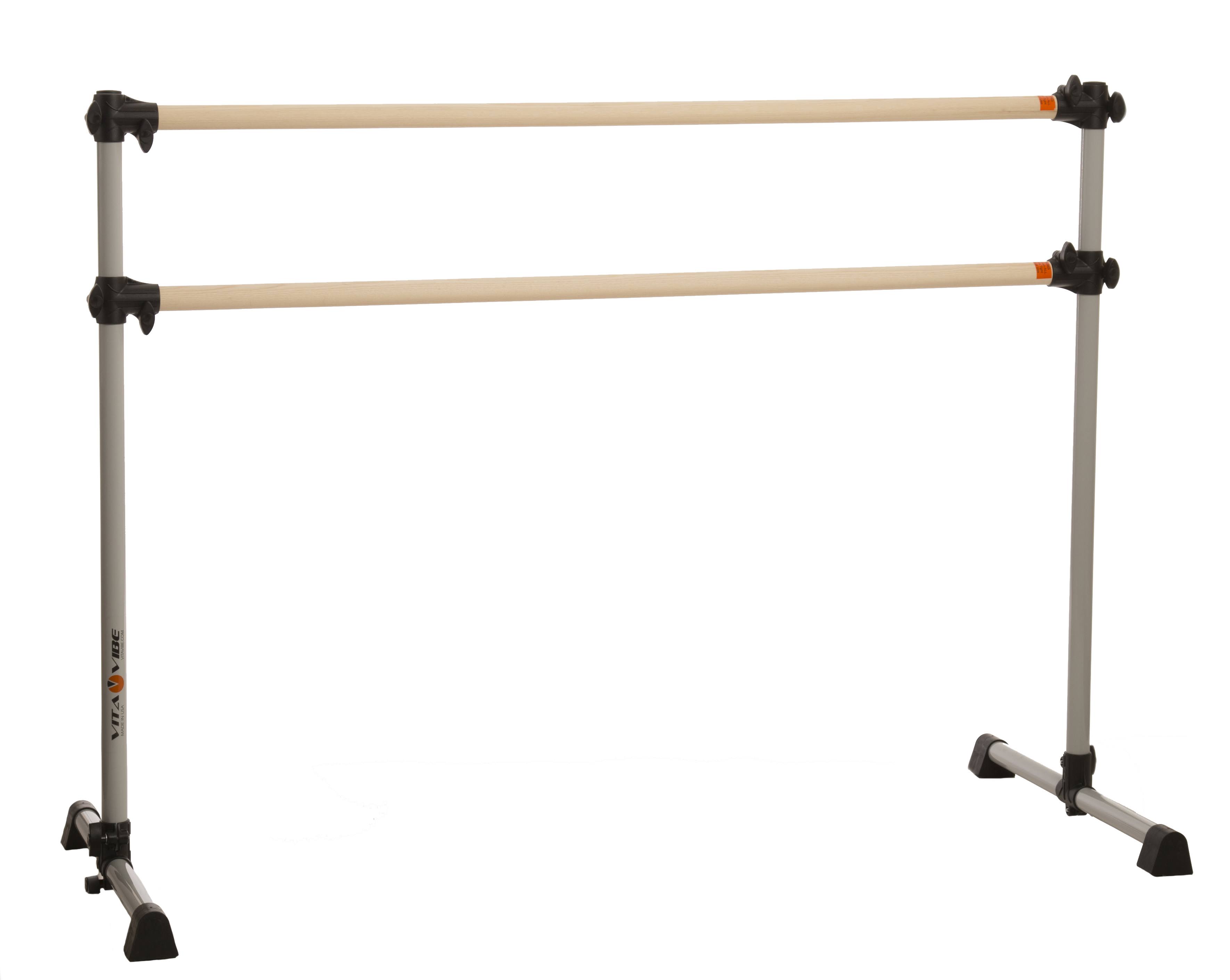 Vita Vibe - Prodigy Series: Traditional Wood Double Bar Freestanding Ballet Barre USA Made (4 ft - 8 ft) Multiple Color Choices