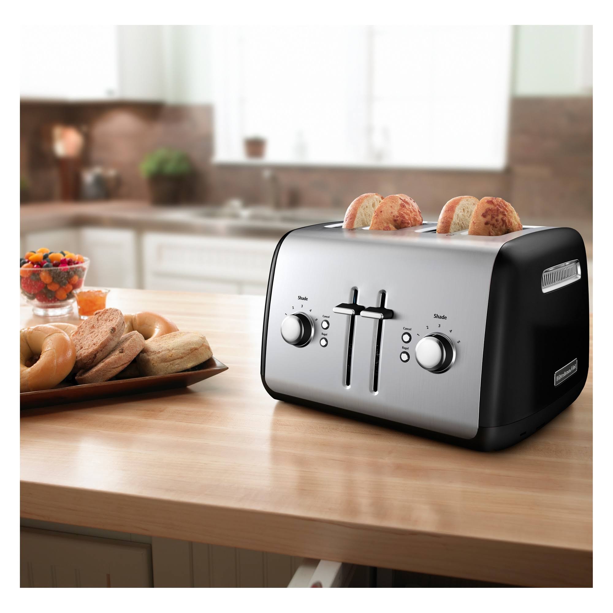 KitchenAid Refurbished 4-Slice Toaster with Manual High-Lift Lever RKMT4115OB - Black