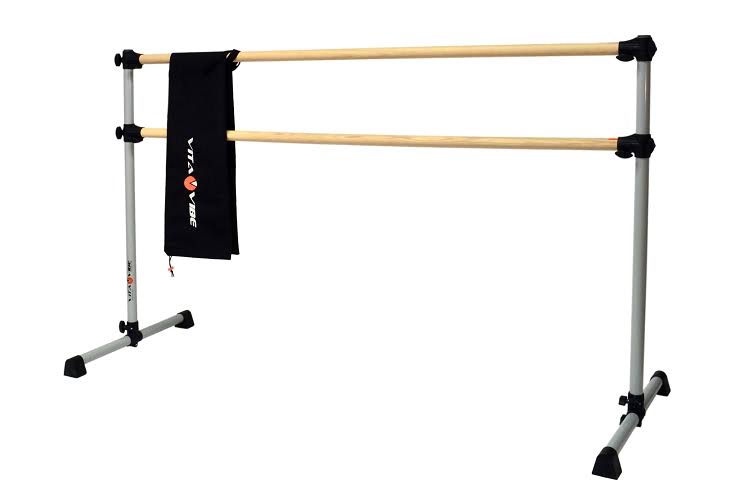 Vita Vibe - Prodigy Series: Traditional Wood Double Bar Freestanding Ballet Barre USA Made (4 ft - 8 ft) Multiple Color Choices