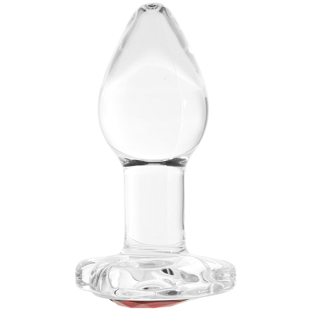 Sparks Red Heart Gem Glass Anal Plug in Small