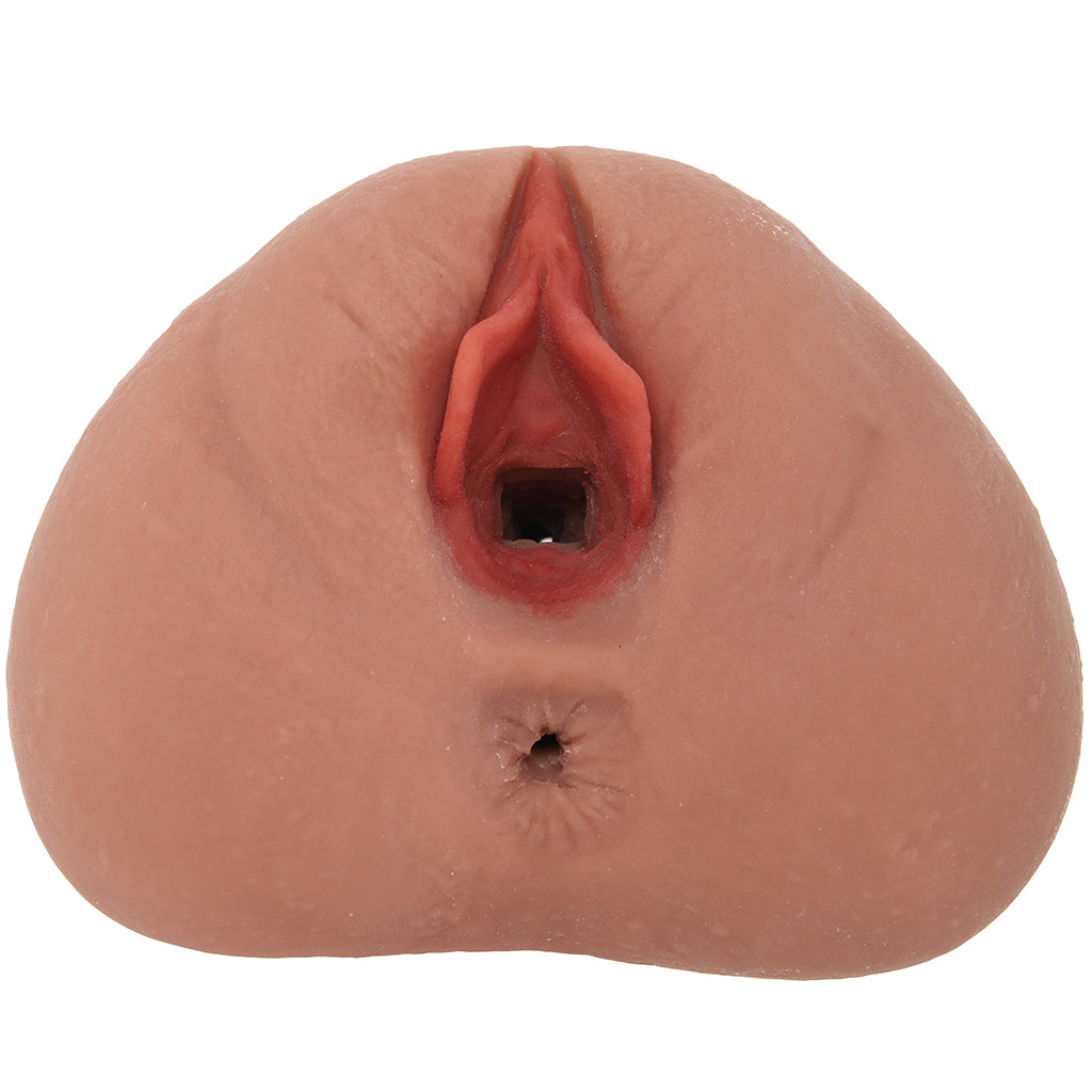 Double Pounder Vibrating Squeeze Stroker in Brown