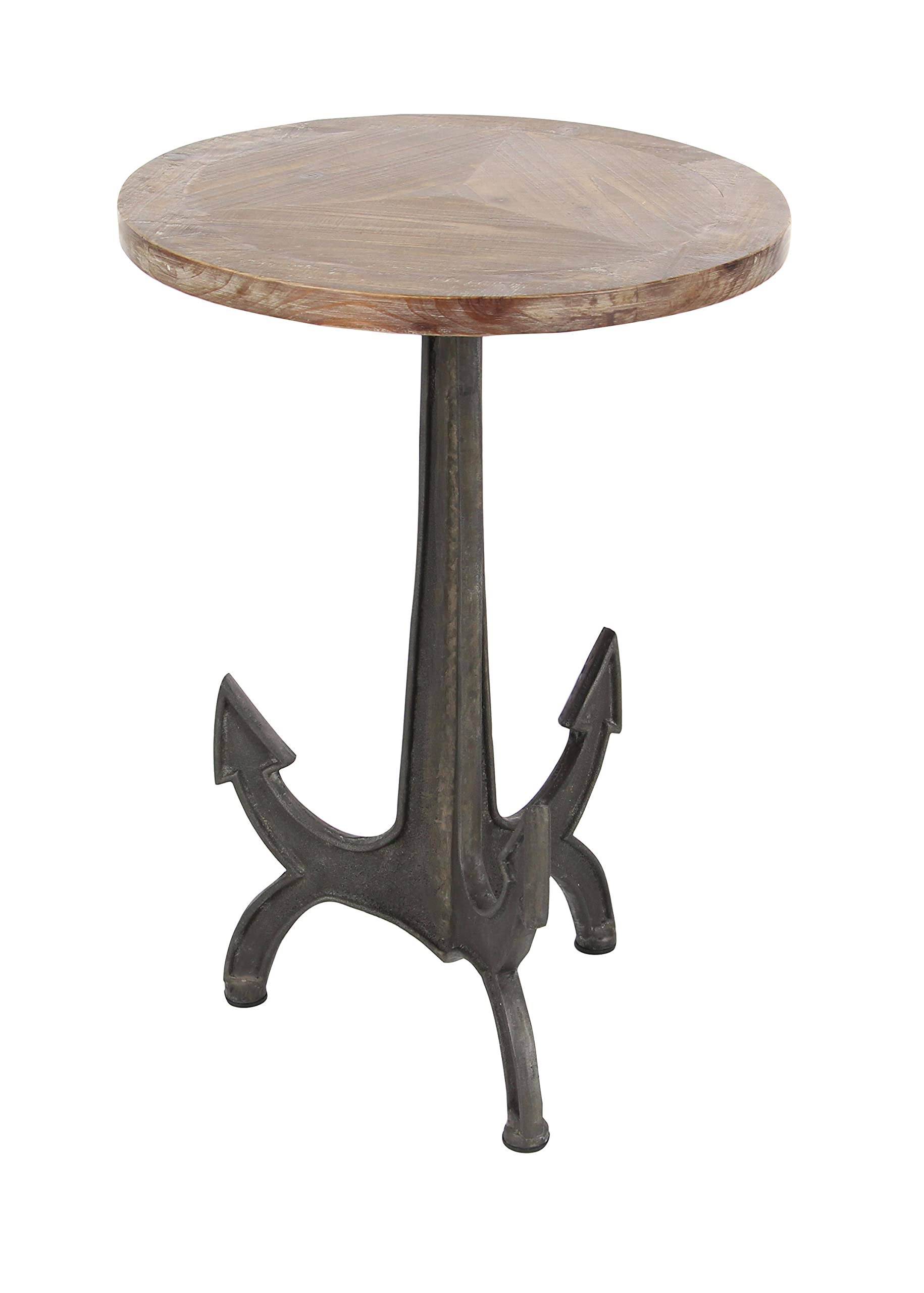18x22/26x22 Metal and Wood Anchor Table, Brown/Black
