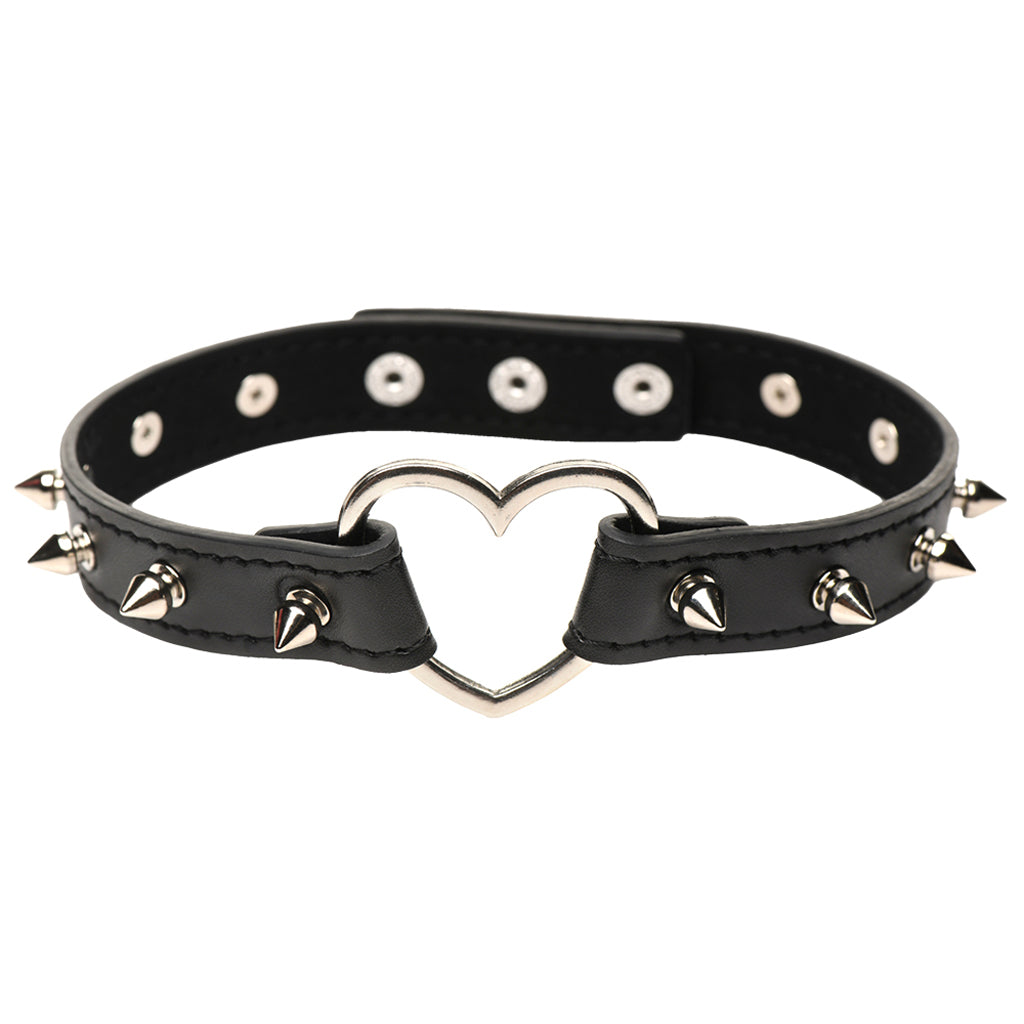 Series Spiked Heart Choker in Black