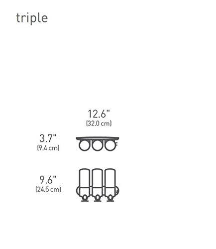 simplehuman Triple Wall Mount Shower Pump 3 x 15 fl oz Shampoo and Soap Dispensers Stainless Steel