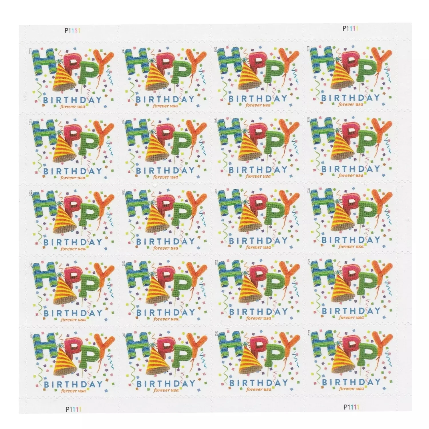 2021 Happy Birthday Stamps 100pcs/Pack