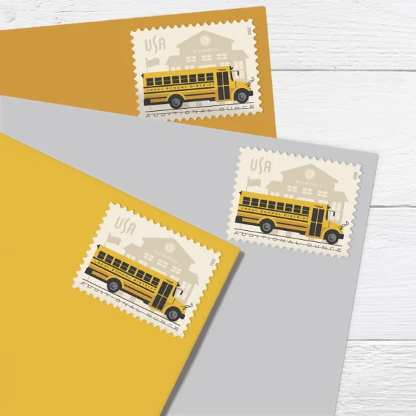 100 Forever Stamps 2023 USPS First-Class School Bus Stamps
